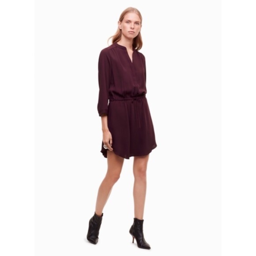 Babaton Silk Cinch Waist Shirtdress
